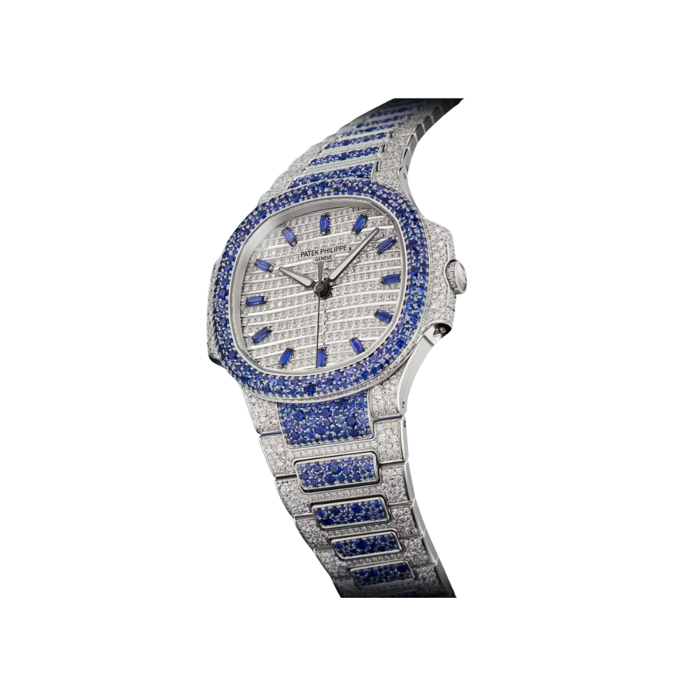 Patek Philippe Nautilus 7118/1451G 'Ladies Haute Joaillerie' White Gold Diamond Blue Sapphire Set - Image 2